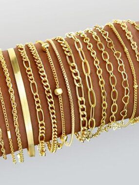 New- 16 PCS Gold Bracelets for Women, Dainty Bracelets Set for Women Trendy
